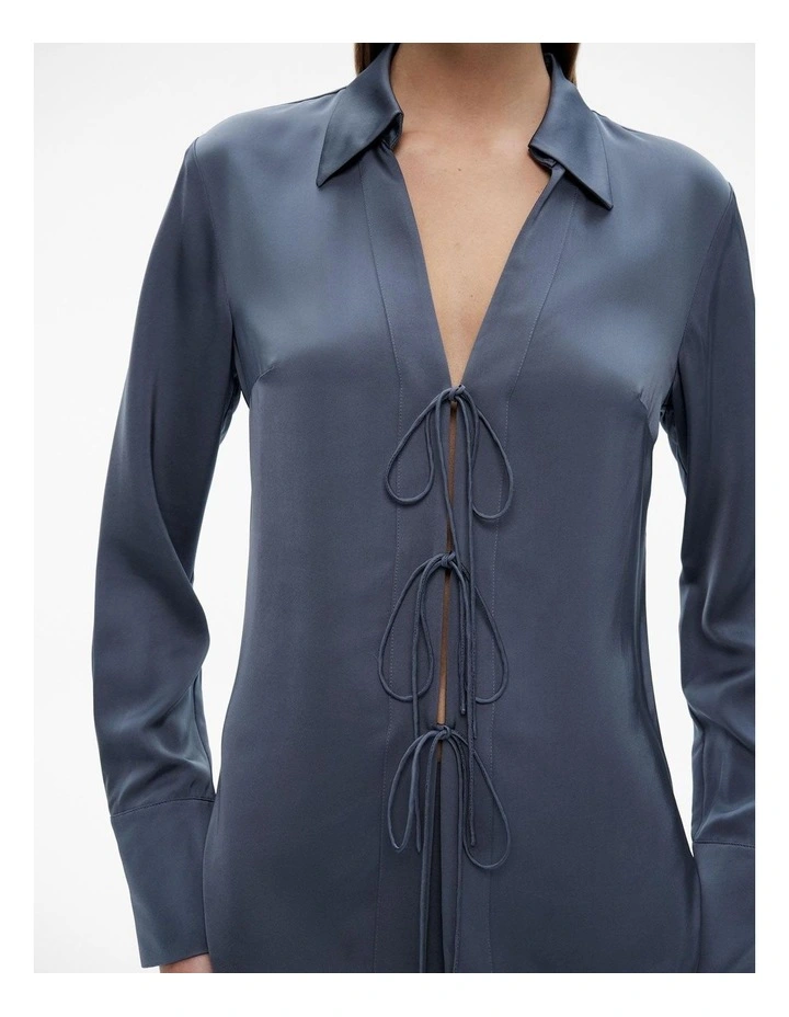 Tie Detail Shirt in Slate Blue image 3