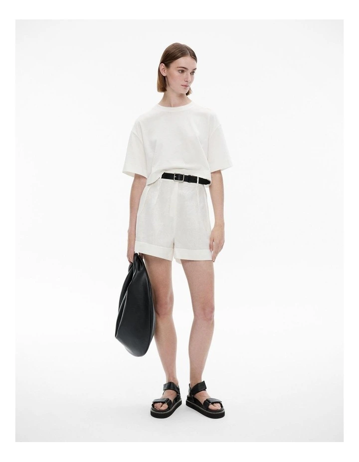 Linen Pleat Short in Fresh White image 2