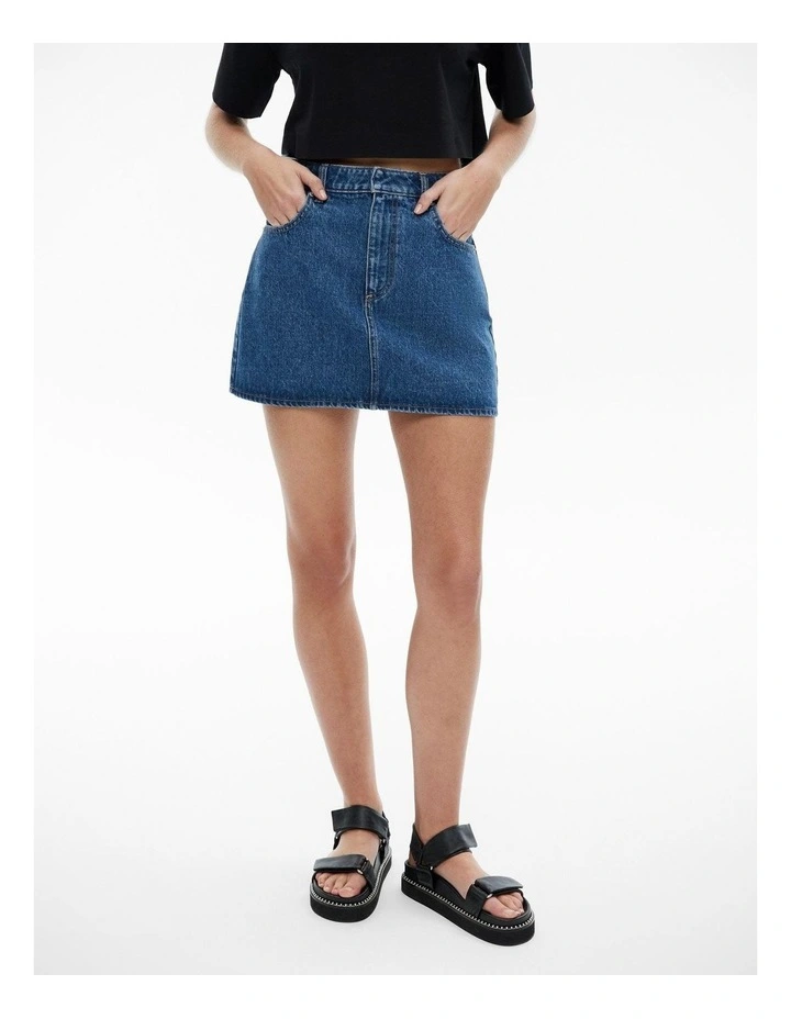 Denim Mini Skirt in Indigo image 1