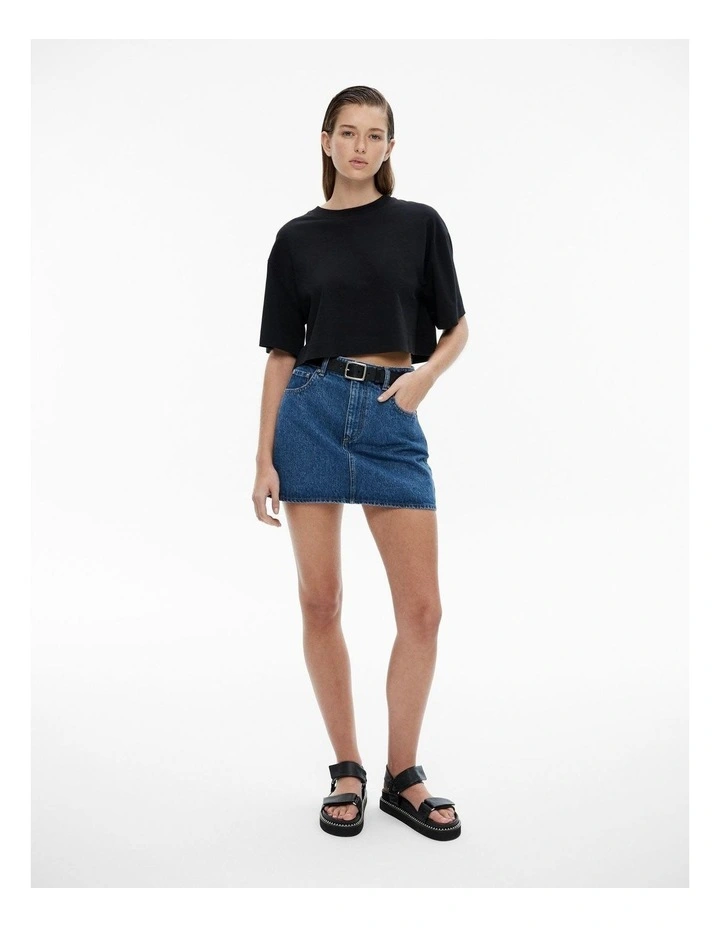 Denim Mini Skirt in Indigo image 2