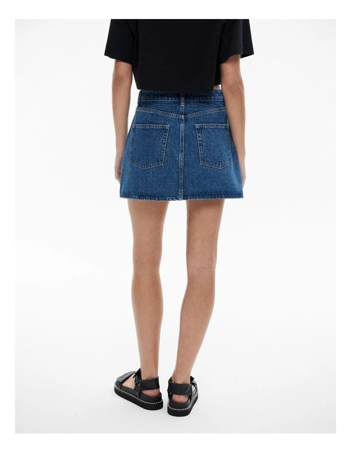 Denim Mini Skirt in Indigo image 4