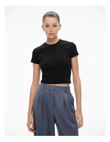 Rib Baby Tee in Black