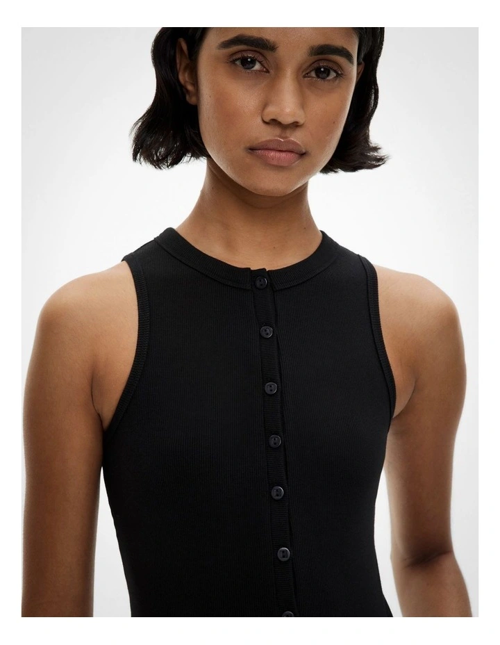 Button Through Tank in Black image 3