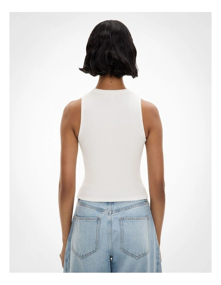 Button Through Tank in Fresh White image 4