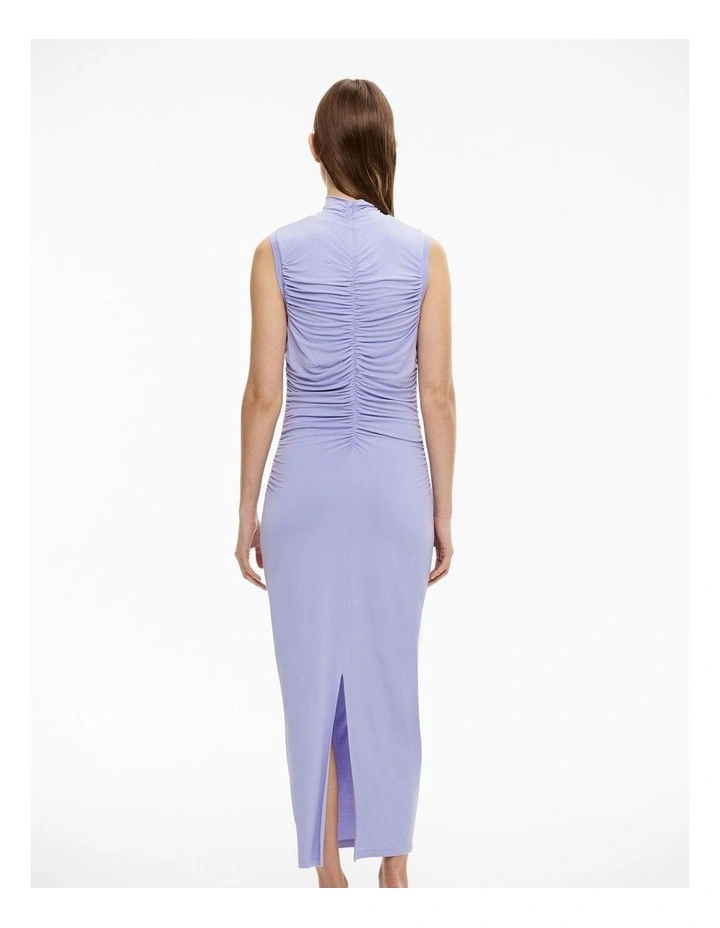 High Neck Gather Dress in Lilac image 5