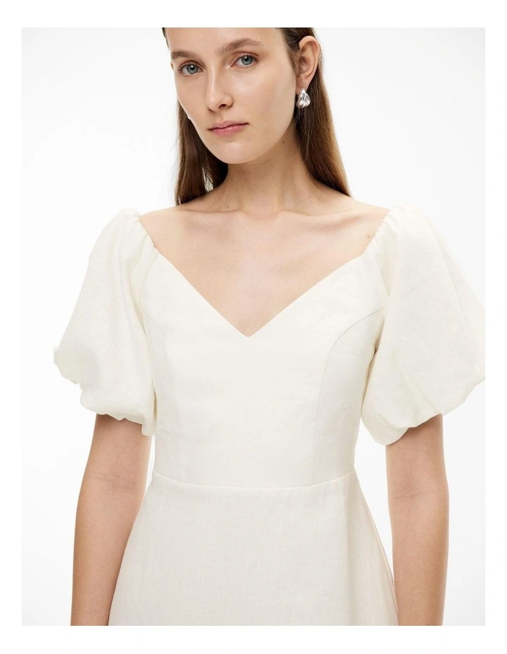 Wide Neck Mini Dress in Fresh White image 3
