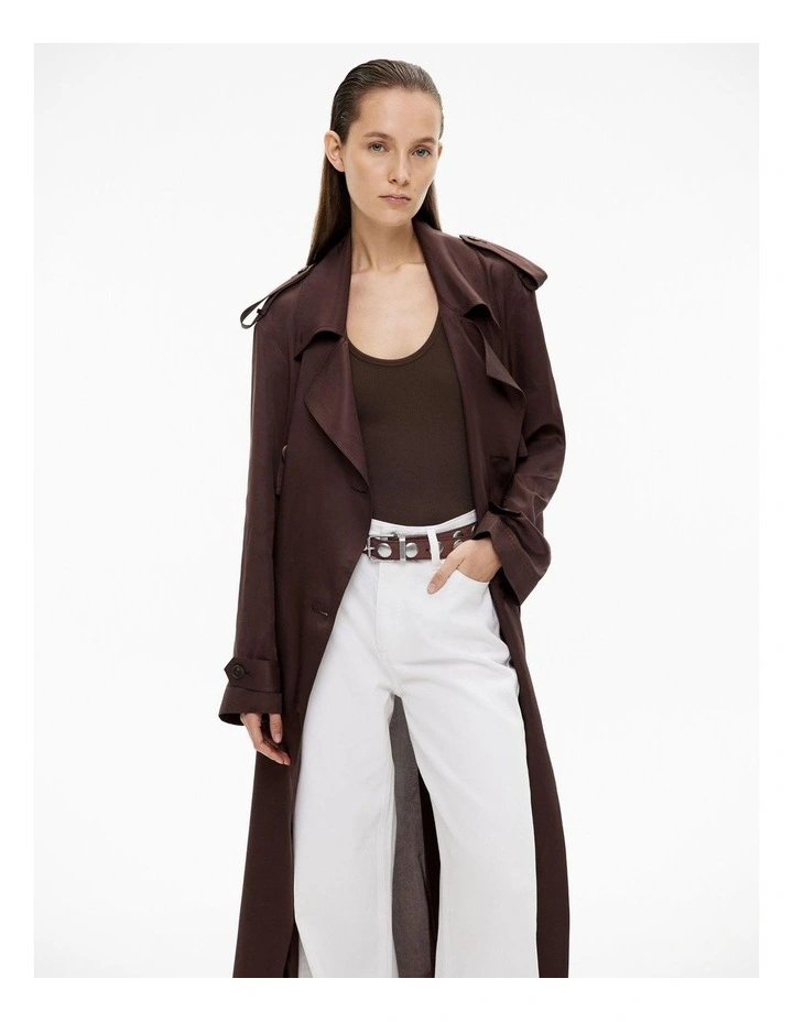 Lightweight Trench in Chocolate Brown image 3