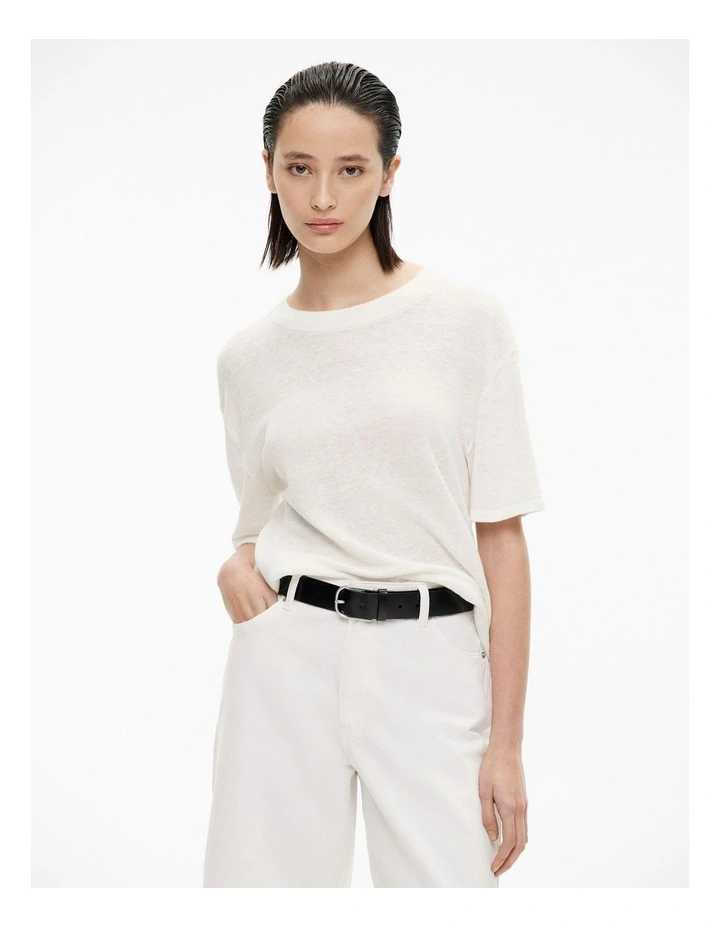 Linen Knit Tee in Fresh White image 1