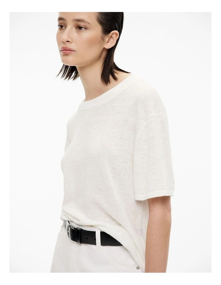 Linen Knit Tee in Fresh White image 2