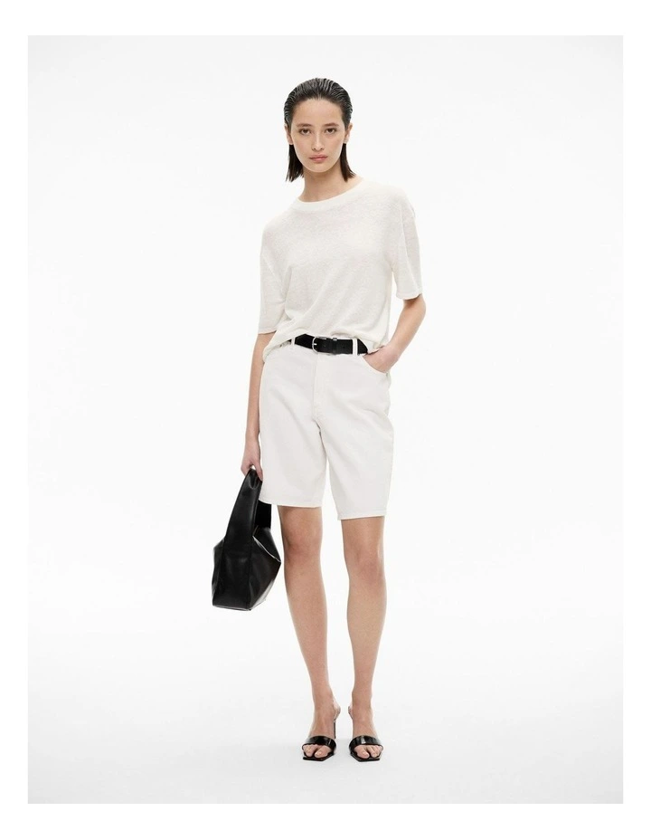 Linen Knit Tee in Fresh White image 3