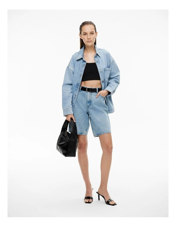Cropped Rib Knit Top in Black image 4