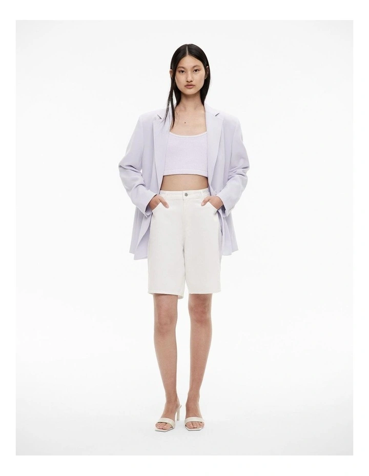 Cropped Rib Knit Top in Lilac Tint image 2