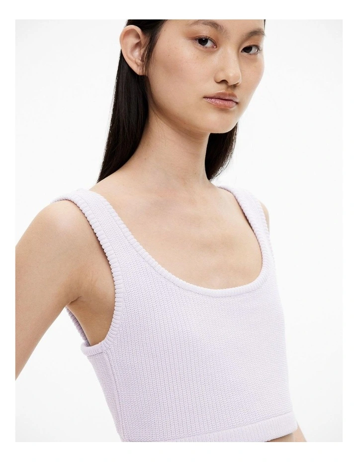 Cropped Rib Knit Top in Lilac Tint image 3