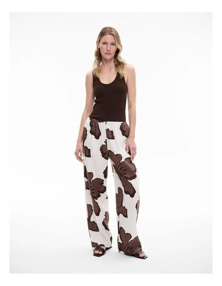Linen Pull On Pant in Peppercorn Print image 2