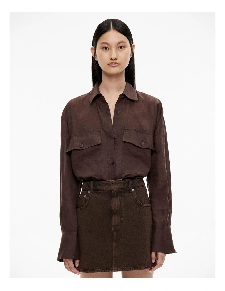 Utility Pocket Shirt in Chocolate Brown image 1