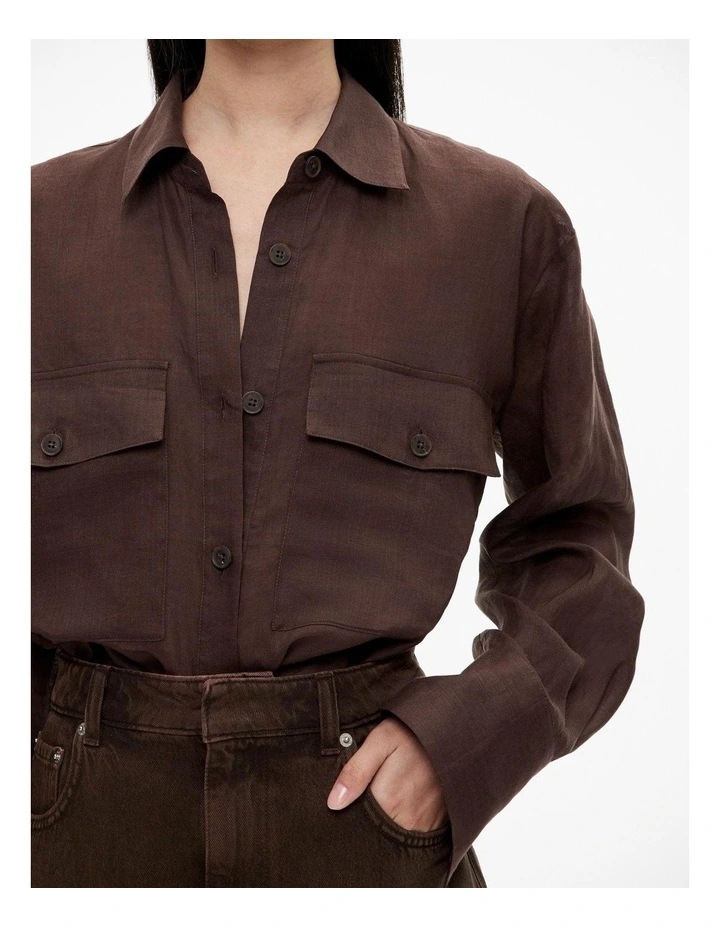 Utility Pocket Shirt in Chocolate Brown image 4