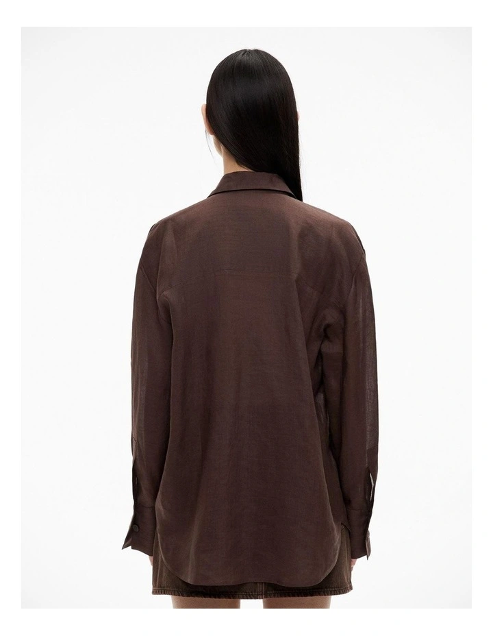 Utility Pocket Shirt in Chocolate Brown image 5