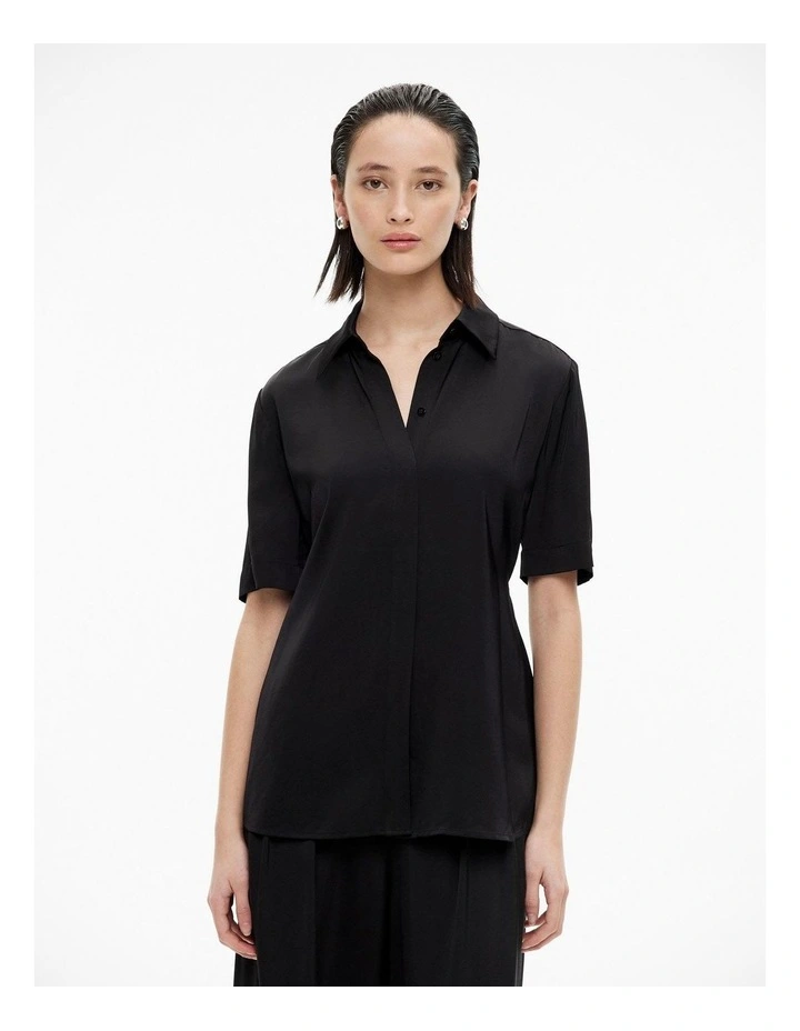 Tie Waist Shirt in Black image 1