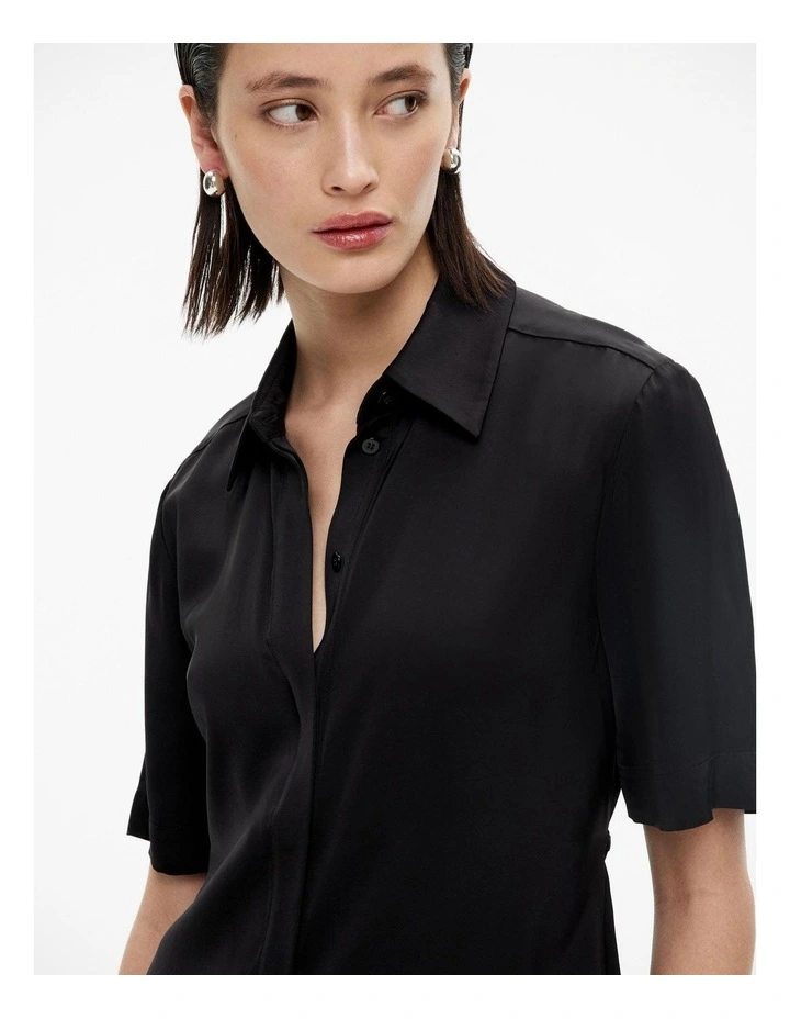 Tie Waist Shirt in Black image 3