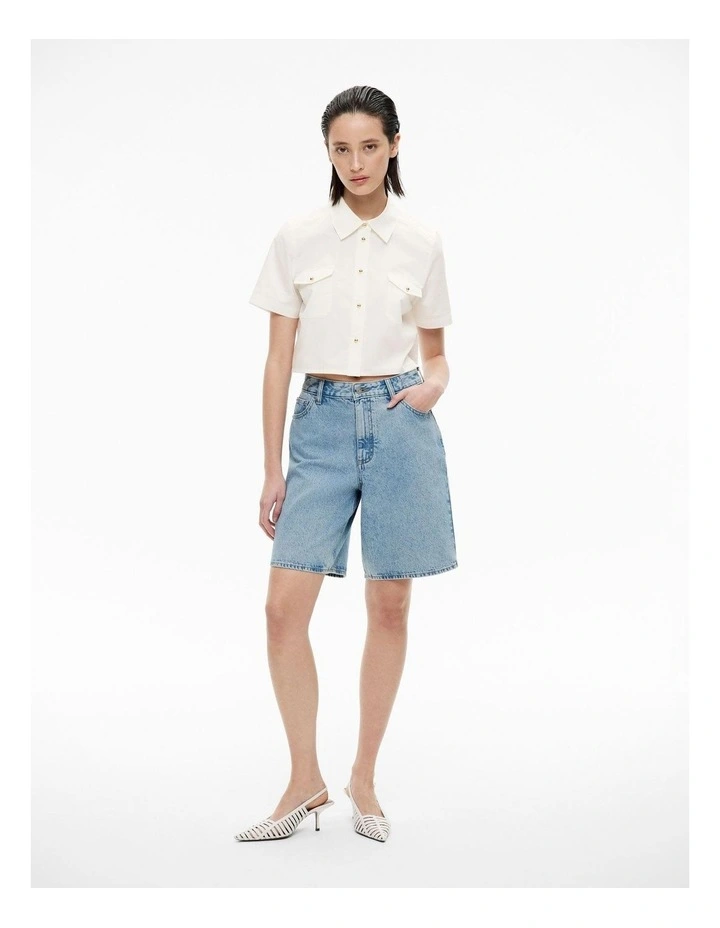 Cropped Pocket Shirt in Fresh White image 2