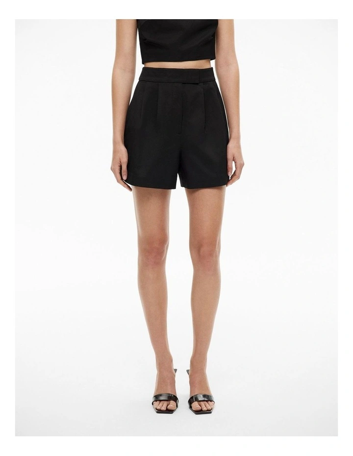 Waisted Pleat Short in Black image 1