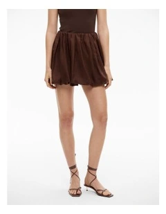 Linen Bubble Skirt in Chocolate Brown