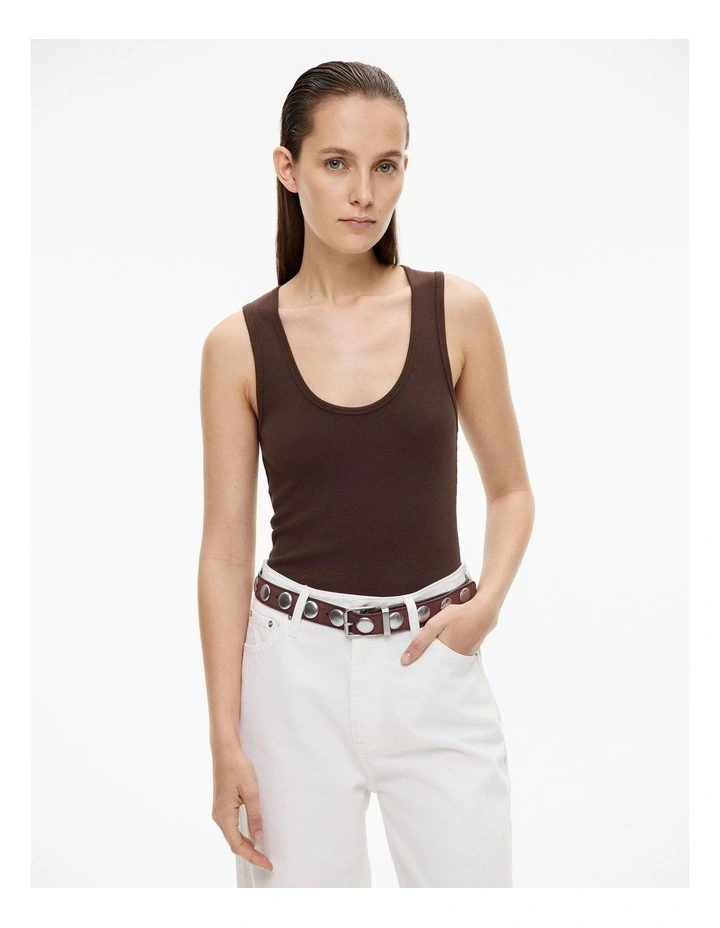 Scoop Rib Tank in Chocolate Brown image 1