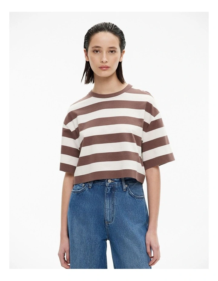 Stripe Crop T-shirt in Peppercorn image 1