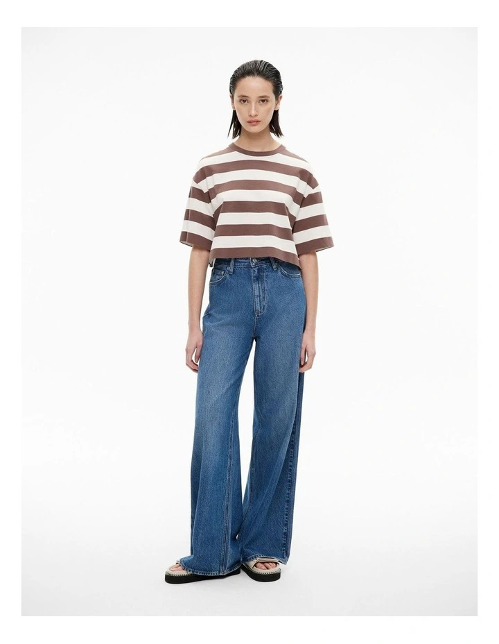Stripe Crop T-shirt in Peppercorn image 2