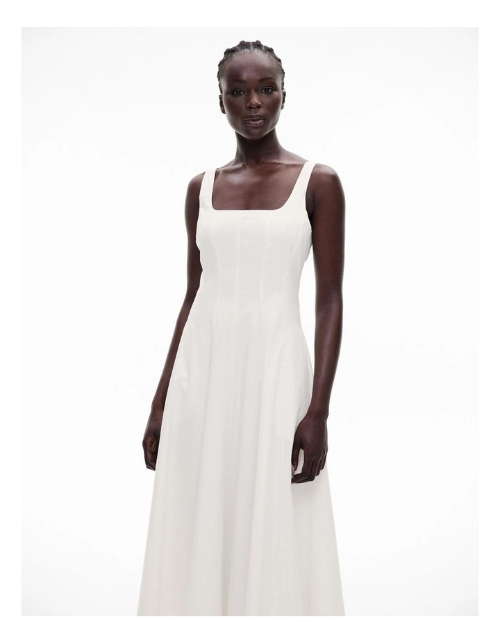 Seam Detail Midi Dress in Fresh White image 2