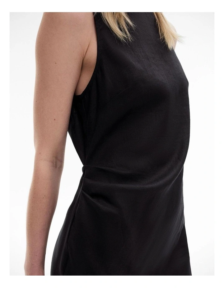 Boat Neck Midi Dress in Black image 3
