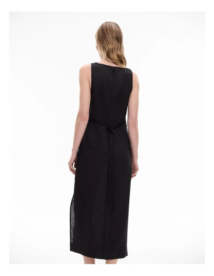 Boat Neck Midi Dress in Black image 4