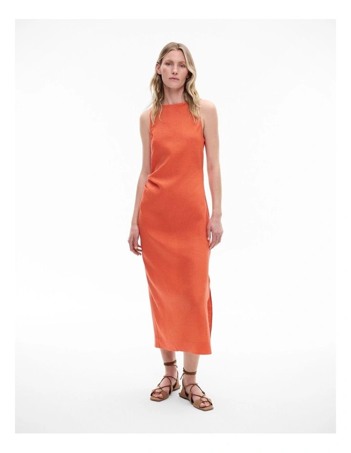 Boat Neck Midi Dress in Tangerine image 1