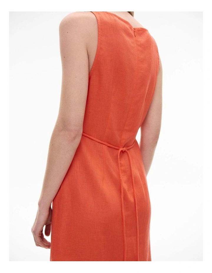 Boat Neck Midi Dress in Tangerine image 3