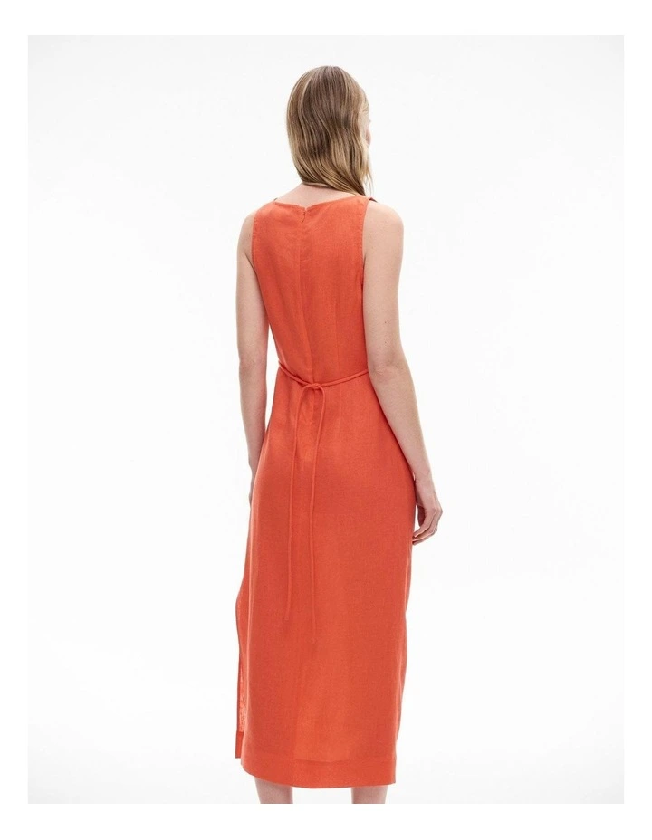 Boat Neck Midi Dress in Tangerine image 4