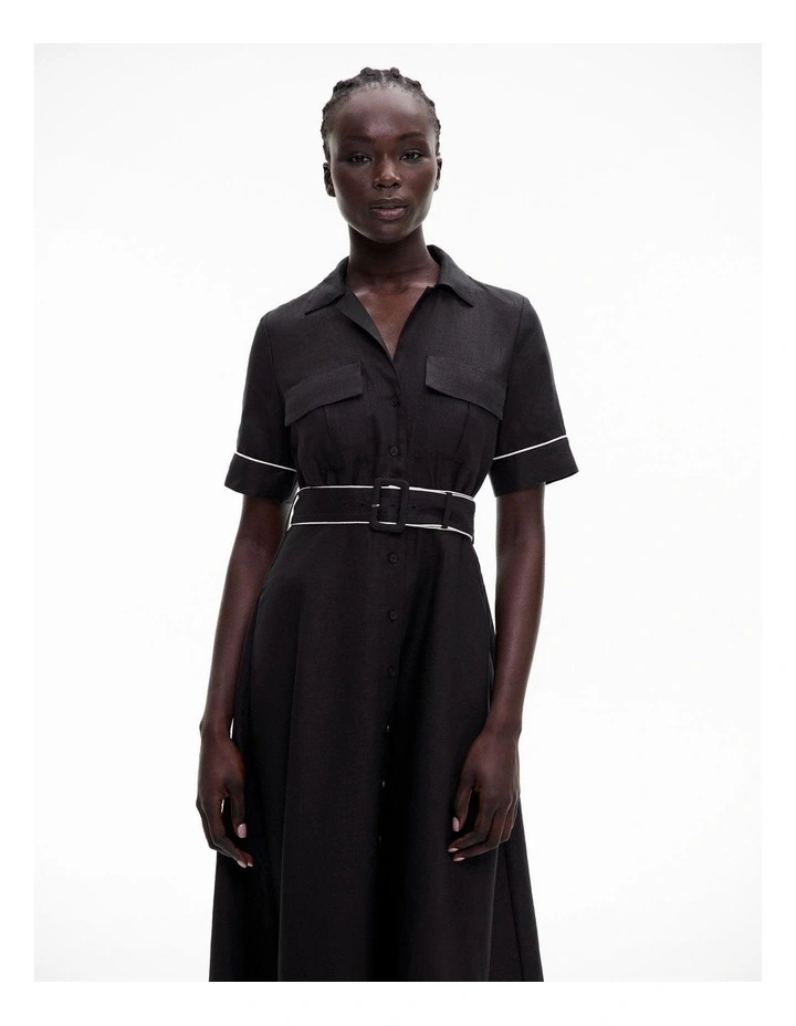 Utility Short Sleeve Maxi Dress in Black image 2