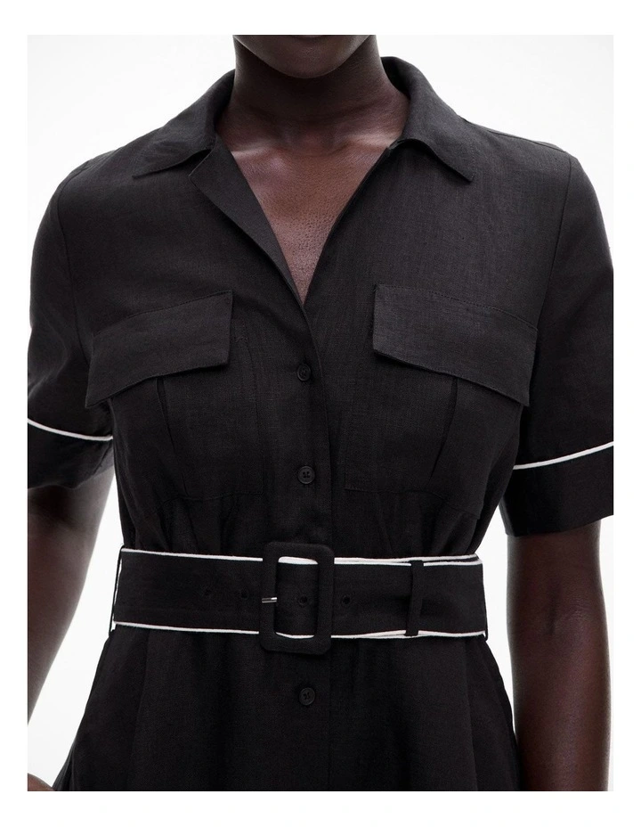 Utility Short Sleeve Maxi Dress in Black image 3