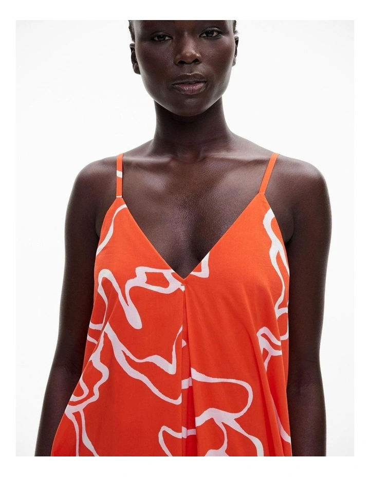 Invert Pleat Maxi Dress in Tangerine Print image 3