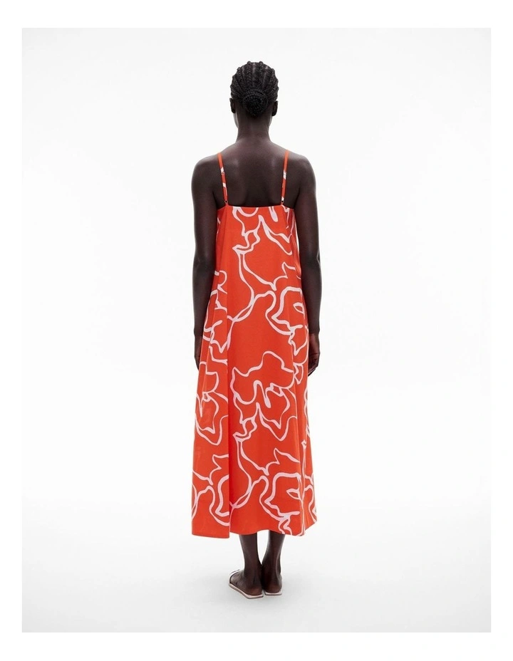 Invert Pleat Maxi Dress in Tangerine Print image 4