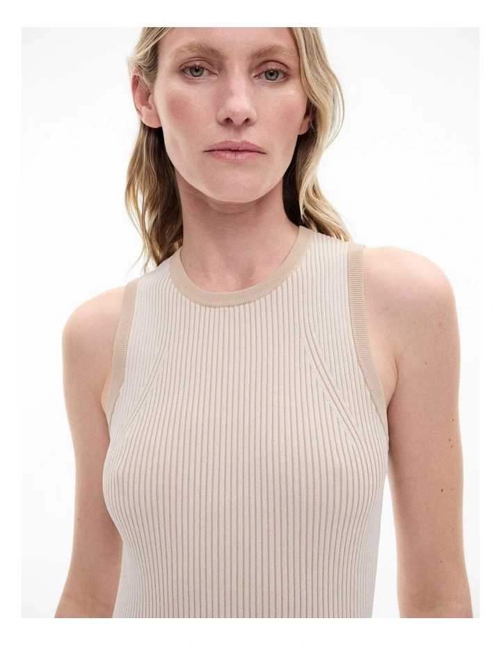 Rib Knit Mini Dress in Toasted Almond image 3