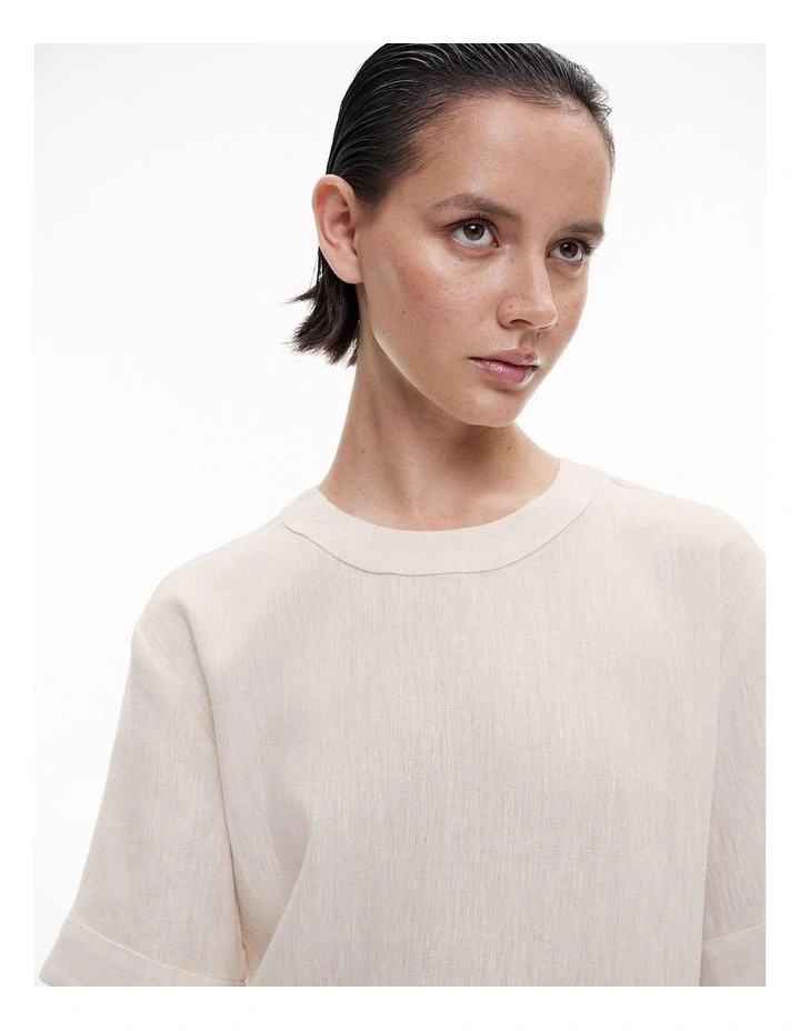 Linen Tee Dress in Stone Yd image 3