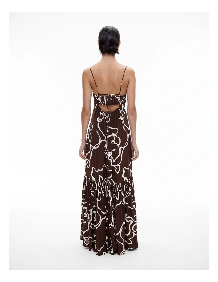 Gather Tier Maxi Dress in Chocolate Print image 4