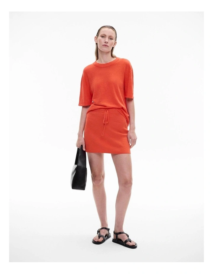 Linen Knit Tee in Tangerine image 2