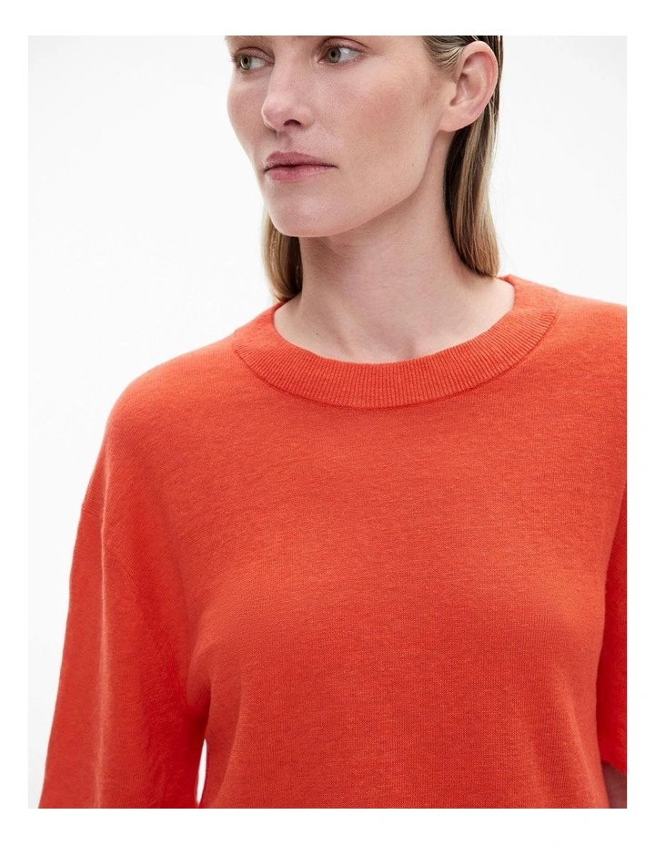 Linen Knit Tee in Tangerine image 3
