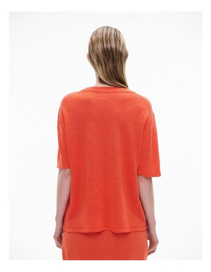 Linen Knit Tee in Tangerine image 4