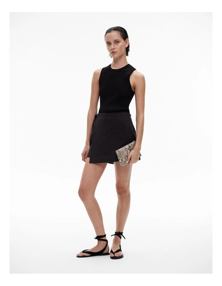 Rib Knit Tank in Black image 2