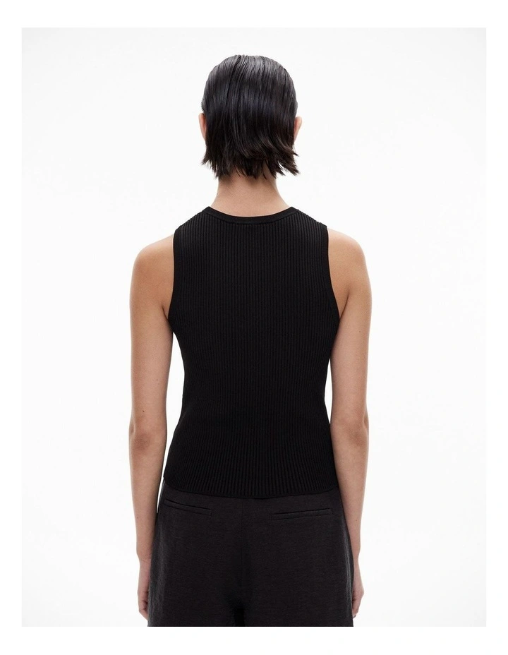 Rib Knit Tank in Black image 4