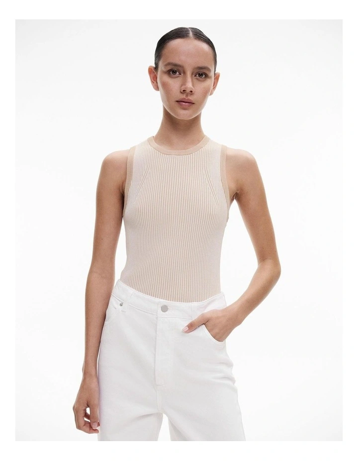 Rib Knit Tank in Toasted Almond image 1