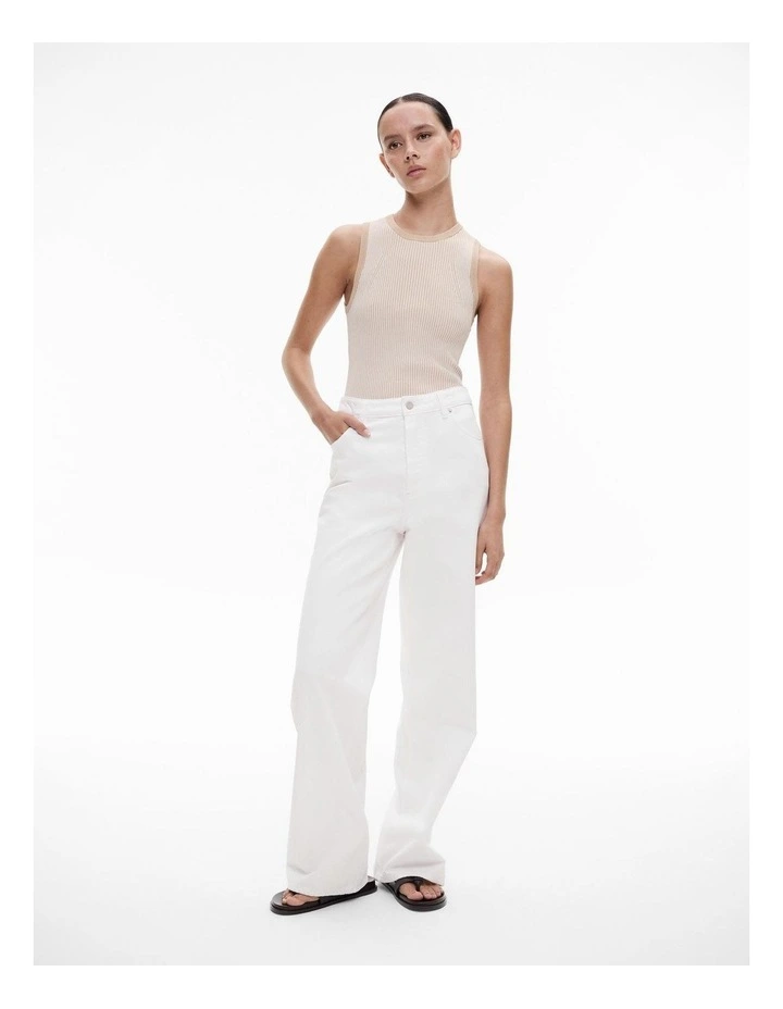 Rib Knit Tank in Toasted Almond image 2