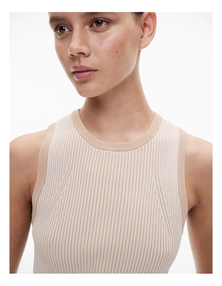 Rib Knit Tank in Toasted Almond image 3